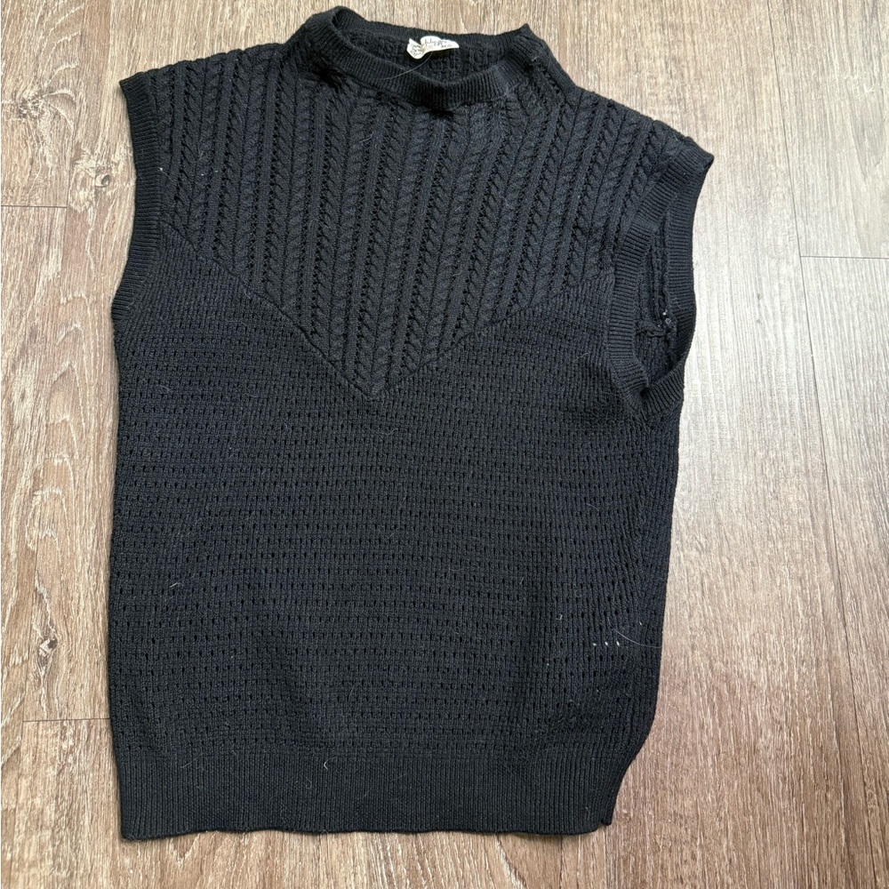 Free People Intimately Black Knit Sleeveless Mock Neck Top Women’s Small
